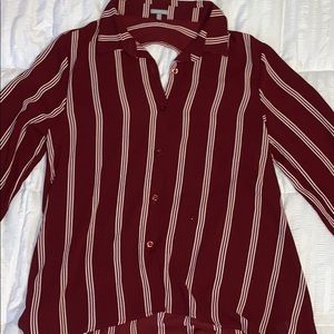 Striped Long Sleeve Blouse with open back
